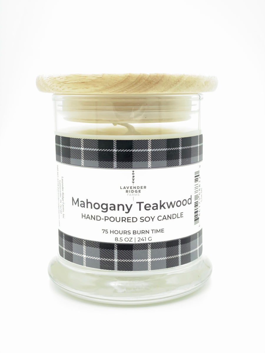 Mahogany Teakwood Soy Wax Candle – Lavender Ridge Farms
