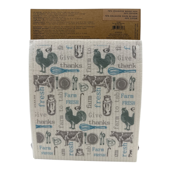Reusable Dish Cloth - Rooster/Farm (Set of 2) - Lavender Ridge Farms